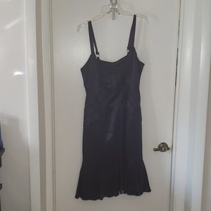 Midnight blue silk evening dress